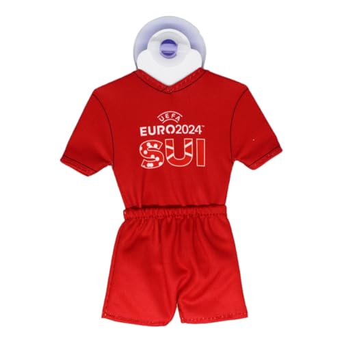 UEFA Euro 2024 Mini-Kit/Mini-Trikot 17x14cm, mit Saugnapf, Fussball Fanartikel, Europameisterschaft, offizielles Lizenzprodukt, Geschenkartikel (Switzerland Design) von UEFA Euro 2024
