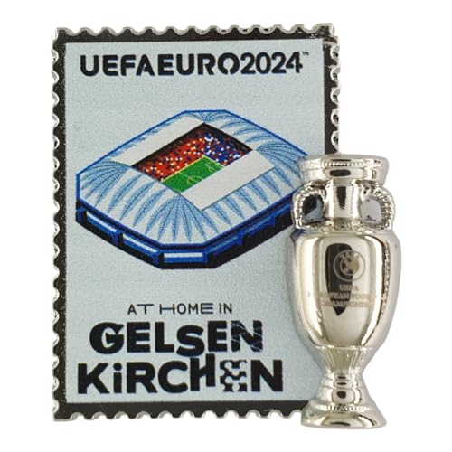 UEFA AMBALLCOM | Miniaturnachbildung Euro 2024 Cups | Anhänger der Gastgeberstadt | 23x31mm | Papierkarte | Geschenk für Fußballfans (Gelsenkirchen) von UEFA