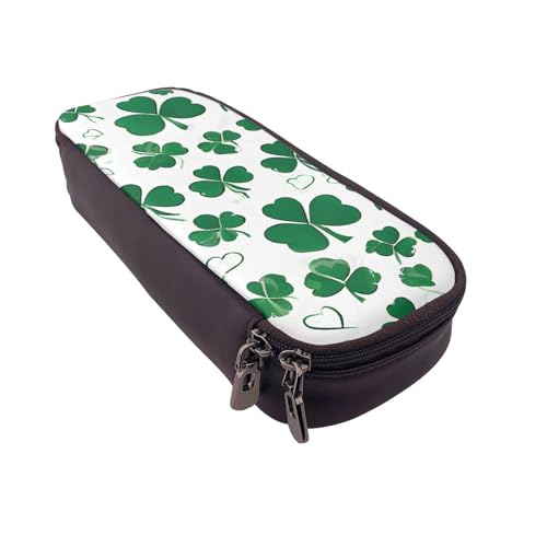 UENFFKDAP Happy St Patrick's Day Federmäppchen Leder Schülermäppchen Reißverschluss Federmäppchen Geeignet für Schulen und Büros, Unisex, Schwarz , Einheitsgröße, Kosmetiktasche von UENFFKDAP