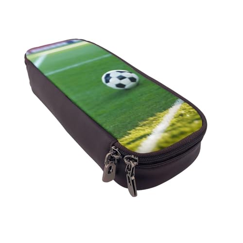 UENFFKDAP The Ball On The Football Field Leder Federmäppchen Schülermäppchen Reißverschluss Federmäppchen Geeignet für Schulen und Büros, Unisex, Schwarz , Einheitsgröße, Kosmetiktasche von UENFFKDAP