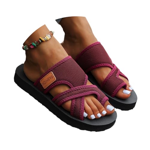 UFZKOOEP Damen-Sandalen aus hohlem Netzgewebe, Bequeme orthopädische Hausschuhe, atmungsaktive Sandalen aus Netzgewebe für Damen (Red,36) von UFZKOOEP