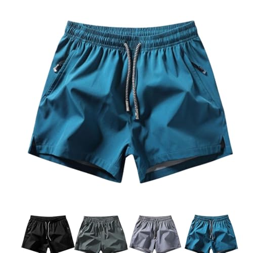 UFZKOOEP Herren-Shorts aus Eisseide, schnelltrocknende Stretch-Shorts aus Eisseide, lockere Sommer-Sporthose zum Laufen im Fitnessstudio (Blue,L) von UFZKOOEP