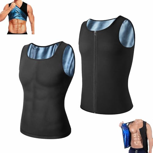 UFZKOOEP Infernowear Sauna Tech, Saunaanzug-Shirt für Herren, Kompressionsweste, Shapewear-Oberteil, Body Shaper-Shirts zur Gewichtsabnahme (2pcs D,L/XL) von UFZKOOEP