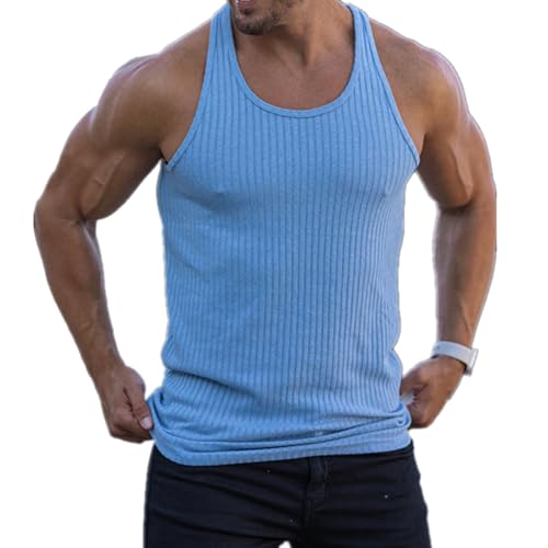 UFZKOOEP Kompressionsshirts für Männer, schlankmachende Body Shaper-Weste, Kompressionsunterhemden für Männer (Blue,5XL) von UFZKOOEP