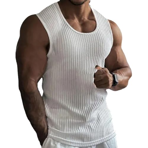 UFZKOOEP Kompressionsshirts für Männer, schlankmachende Body Shaper-Weste, Kompressionsunterhemden für Männer (White,4XL) von UFZKOOEP