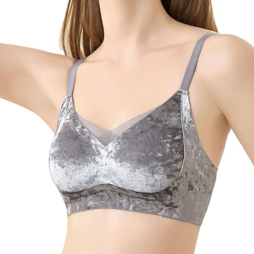 UFZKOOEP Push-Up-BHS aus Samt für Damen, BH für jeden Tag mit voller Abdeckung, Bequeme BHS ohne Bügel (Gray,M (45-50kg)) von UFZKOOEP