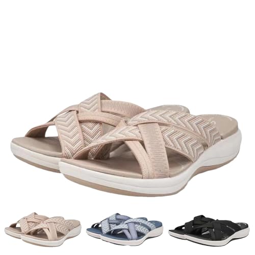 UFZKOOEP Sommer-Strandsandalen für Damen, rutschfeste, Bequeme Sandalen, modische, orthopädische Sandalen für Damen (Beige,39) von UFZKOOEP