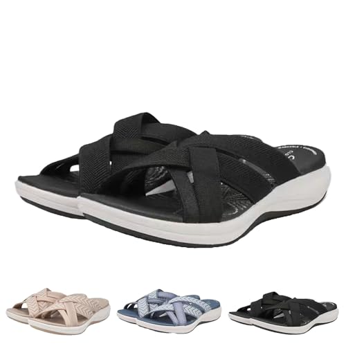 UFZKOOEP Sommer-Strandsandalen für Damen, rutschfeste, Bequeme Sandalen, modische, orthopädische Sandalen für Damen (Black,41) von UFZKOOEP