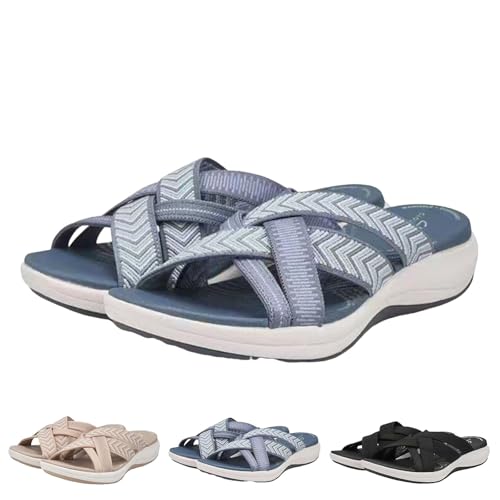 UFZKOOEP Sommer-Strandsandalen für Damen, rutschfeste, Bequeme Sandalen, modische, orthopädische Sandalen für Damen (Blue,40) von UFZKOOEP