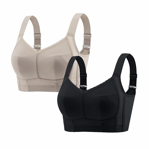 UFZKOOEP Vollflächige, bügellose BHS, Bequeme Push-Up-BHS, ungepolsterte Bralettes für jeden Tag für Damen (Black+Skin,34/75) von UFZKOOEP