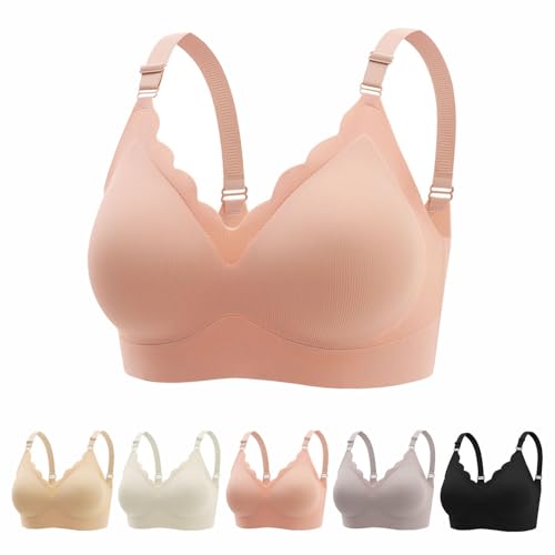 UFZKOOEP Yoga-Sport-BHS für Damen, Nahtloser Push-Up-BH, bügelloser Stütz-BH, weicher, bequemer Alltags-BH für Damen (Pink,L) von UFZKOOEP