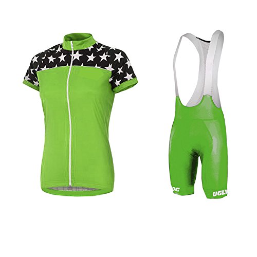 UGLY FROG Damen Fahrradtrikot Set Fahrradbekleidung Atmungsaktiv Fahrrad Trikot Kurzarm + Radhose mit 3D Sitzpolster von UGLY FROG