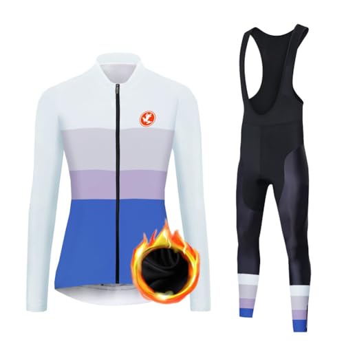 UGLY FROG Damen Radtrikot Set Fahrrad Trikot Langarm + Radhose mit Sitzpolster Fahrradbekleidung MTB Sportanzug Fleecefutter von UGLY FROG