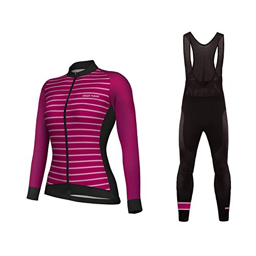 UGLY FROG Damen Winter Fleece Radtrikot Set Fahrrad Trikot Langarm + Radlerhose Thermo Winddicht von UGLY FROG