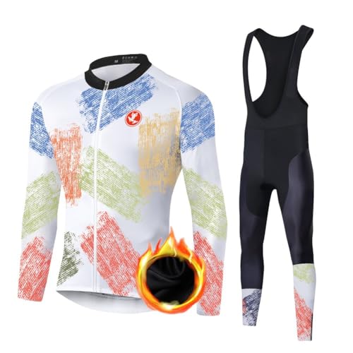 UGLY FROG HLZzr01 Radtrikot Langarm Herren Thermische Fleece Winter Fahrradbekleidung Radsportanzüge Fahrradtrikot mit Thermofleecefutter Fahrradhose mit Sitzpolster + 20D Gel für MTB Outdoor von UGLY FROG