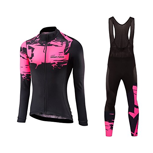 UGLY FROG Radsport Anzüge für Damen Radtrikot Set Langarm Fahrradjacke und Lange Radhose Winter Fahrradbekleidung Outdoor von UGLY FROG