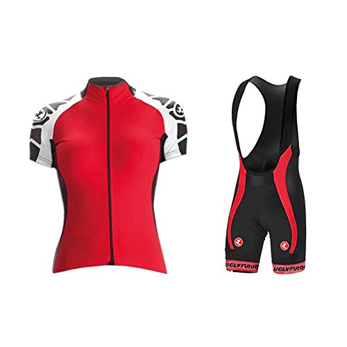 UGLY FROG Radtrikot Damen Kurzarm Fahrradbekleidung Set Outdoor Sports Radfahren Jersey + Radfahren Latzhose Shorts im Sommer UGLY FROG Radtrikot Damen Kurzarm Fahrradbekleidung Set Outdoor Sports Radfahren Jersey + Radfahren Latzhose Shorts im Sommer von UGLY FROG