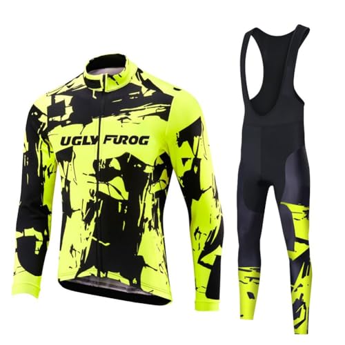 UGLY FROG SJJK41 Neue Männer Radfahren Langarm Radfahren Jersey Radsport Winter Kleidung Fahrradanzug with Fleece Road Bike MTB Top + Lange Hose mit Gel PAD Langarm Spring Bike Set von UGLY FROG