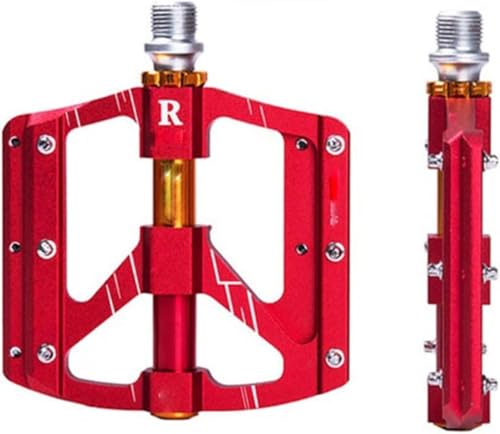 UGZPWQLNX Mountainbike-Pedale, 3 Kugellager, ultraleicht, rutschfest, Rennradpedale, versiegeltes Lager, Fahrradpedale (3 Kugellager, rot) von UGZPWQLNX
