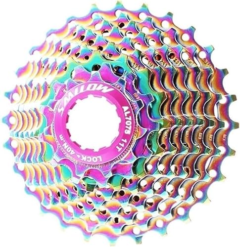 UGZPWQLNX Speed ​​Cassette Rennrad Bunte Kassette Freilauf 9 Geschwindigkeit 11-13-15-17-19-21-23-25-28T Chrom-Molybdän Stahl Schwungrad Regenbogen Fahrrad Kassette(Purple) von UGZPWQLNX