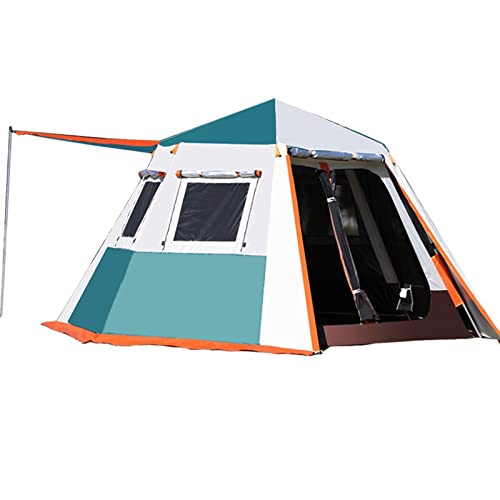 UHJKLA Campingzelt Größe Sechseckzelt Aluminiumstange Outdoor Automatisch Tragbar Gepolstert Regenfest Camping Komplett Schnellöffnen 2-Zimmer-Luxuszelt von UHJKLA