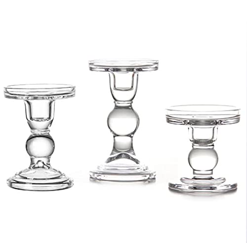 UIGJIOG 3Pcs Glas Kerzenhalter Säule Kerze Glas Abendtisch Für Haupthochzeits-Dekoration von UIGJIOG