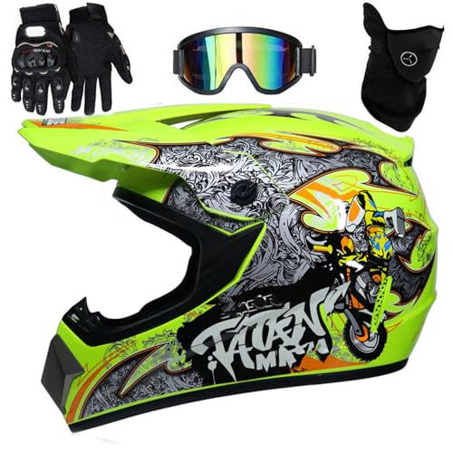 UIGJIOG Downhill Motorradhelm Kinder, Helm Set Herren ATV Motorradhelm D.O.T Zertifizierter Helm Mit Brille Handschuhe, Integralhelm MTB Inklusive 4 Größen Helmfutter,D UIGJIOG Downhill Motorradhelm Kinder, Helm Set Herren ATV Motorradhelm D.O.T Zertifizierter Helm Mit Brille Handschuhe, Integralhelm MTB Inklusive 4 Größen Helmfutter,D von UIGJIOG
