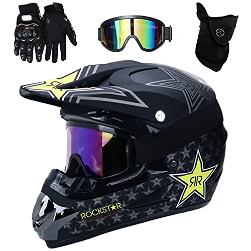 UIGJIOG Fullface Helm MTB,Black Motocross Helm Kinder Für Mountainbike ATV BMX Downhill Offroad,Für Motorrad Crossbike Off Road Enduro Sport Jugend Motorrad Fahrrad Helm,L(56~57cm) von UIGJIOG