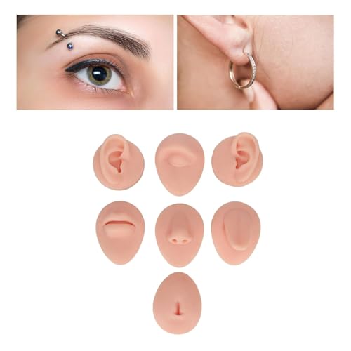 UIGJIOG Menschliche Organe Body Piercing Praxis Modell Silikon Piercing Modell Simulation Ohr Auge Nase Mund Zunge Bauchnabel Kits Soft 3D Körperteile von UIGJIOG