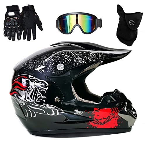 UIGJIOG Motocross Motorcycle Helmet ,Kinder Downhill Fullface Helmet Crosshelm Schwarz Herren Fullface Helm MTB DOT-Zertifizierung Inklusive Brille, Handschuhe Und Masken Set UIGJIOG Motocross Motorcycle Helmet ,Kinder Downhill Fullface Helmet Crosshelm Schwarz Herren Fullface Helm MTB DOT-Zertifizierung Inklusive Brille, Handschuhe Und Masken Set von UIGJIOG