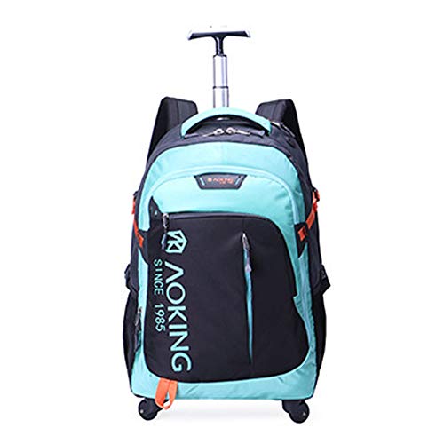 UIGJIOG Trolley Rucksack Schulranzen,Rolling Rucksack Multifunktions Rolling Schule Buch Pack Reise Trolley Nylon Für Schule Studenten Und Erwachsene Schultrolley Business,Blau,Small von UIGJIOG