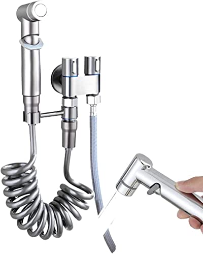 UIHECTA Doppelsteuerventil 2023 Neu Doppelkontrolle Mini -Dusche 6,5 Fuß Extra Langen Schlauch Hoher Druck Bad Wasserhahn Für Bidet Und Dusche,Silber UIHECTA Doppelsteuerventil 2023 Neu Doppelkontrolle Mini -Dusche 6,5 Fuß Extra Langen Schlauch Hoher Druck Bad Wasserhahn Für Bidet Und Dusche,Silber von UIHECTA