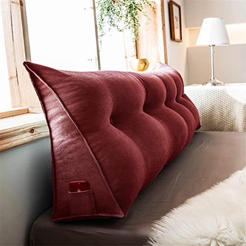 UIHECTA Keil Bett Kissen, Dreieckiges Kopfteil RüCkenlehnen Kissen, Dreieckiges Lesekissen Am Bett, Positionierungshilfe Lesekeilkissen, Dekorative KöRperwurfkissen,Rot,200 * 50 * 20cm von UIHECTA