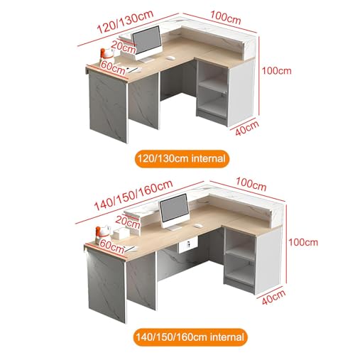 UIHECTA Verkaufstheke, Moderne Empfangstheke, GroßEr Thekentisch, Rezeption Kassentheke, Mit AbschließBarer Schublade, FüR Salon, Lobby, Shop, Empfangsraum,B14 Right Higher,L:140cm von UIHECTA