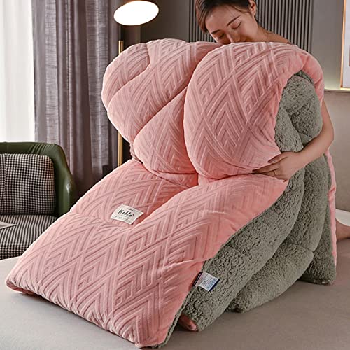 UIHECTA Warme und Dicke Winter Steppdecke, Doppelseitige Dicke Wintersteppdecke, Warmhaltende Atmungsaktive Lamm Kaschmir Steppdecken, Bettzeug Fleece Steppdecken,Pale pink g,200×230cm A von UIHECTA