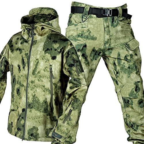 UIHECTA Wasserdichter MilitäR Anzug FüR Herren, Trainingsanzug Set FüR Wanderungen, Softshell Jacken, Taktikhosen FüR Camping, Armee Kampfanzug Sets, Winddichter Schneeanzug, Winter,006,Size: 4XL von UIHECTA