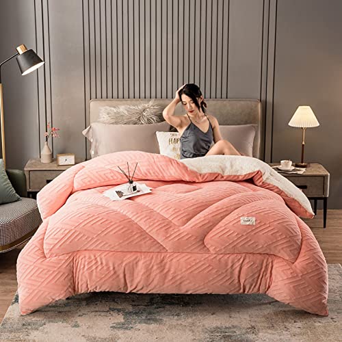 UIHECTA Wintersteppdecke, Dicke Warme Lamm Kaschmir Decke, Schwere Steppdecke füR Winter Doppelbett, BettwäSche Fleece Steppdecken füR Das Heimische Schlafzimmer,Pale pink,180×220cm von UIHECTA