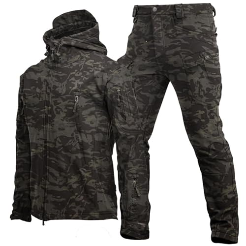 UIHECTA Zweiteiliges Skianzug Set FüR Herren Taktische Jacke Und Hose 2-Teiliger Schneemantel Mit Kapuze Snowboard SchneeanzüGe Armee Kampfanzug Sets Wasserdicht Winddicht,Camo 4,Size:xl von UIHECTA