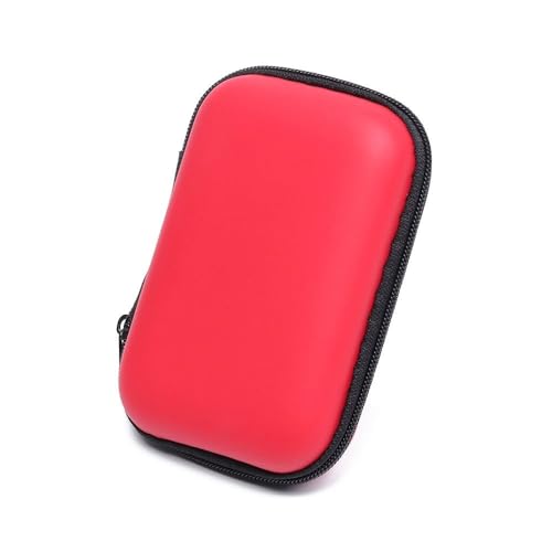 UIJIQX Tragbare Mini-Kopfhörer-Tasche, Münzgeldbörse, Aufbewahrungsbox, Tragetasche, Speicherkarten-Etui, Kabel-Organizer, Kopfhörer-Headset-Zubehör, 2 Stück, rot, Einheitsgröße von UIJIQX