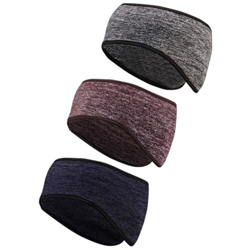 UILYNIU 3 Stück Fleece Ohrenwärmer Stirnband für Damen Frauen, Laufstirnband Winter Ohrenwärmer mit Pferdeschwanzloch, Sport Stirnbänd Ohrenschutz Headband für Outdoor (Multicolore) von UILYNIU