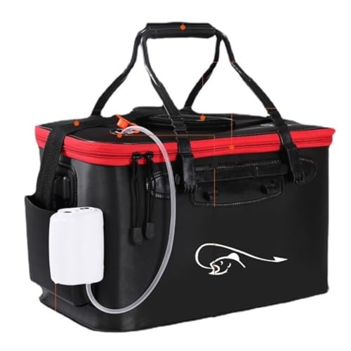 Angeleimer Angeleimer Mit Hängender Schnur, Verdickte Box for Lebende Fische, Faltbarer Angeleimer, Verpackter Fischeimer Fischeimer(Black,C-45CM) von UINALAPS