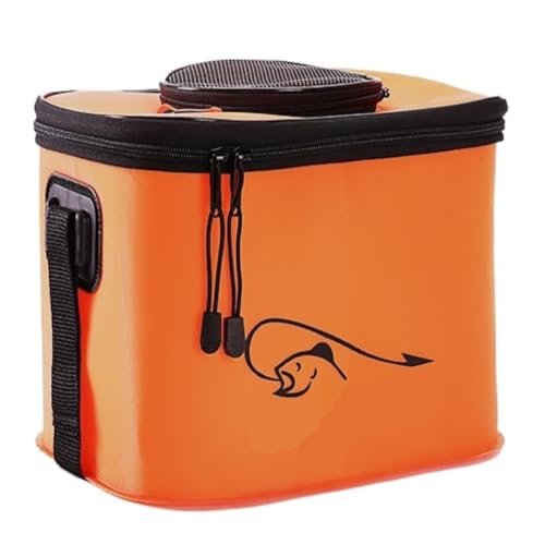 Angeleimer Angeleimer Mit Hängender Schnur, Verdickte Box for Lebende Fische, Faltbarer Angeleimer, Verpackter Fischeimer Fischeimer(Orange,A-45CM) von UINALAPS