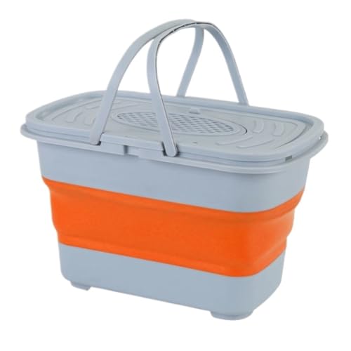 Angeleimer Fischschutzeimer Integrierter Eimer Angeln Fischbox Lebende Fische Faltbare Angelbox Verdickter Eimer Fischeimer(Orange,A40CM) von UINALAPS