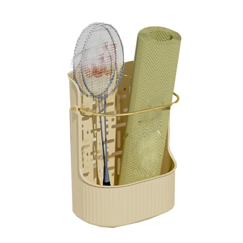 Aufbewahrungsregal for Tennisschläger, Yoga-Aufbewahrungskorb, offene Badminton-Aufbewahrungsbox, zur Wandmontage, for Basketball, Volleyball, Badminton, Yogamatte, Baseballschläger(Beige) von UIONBUN