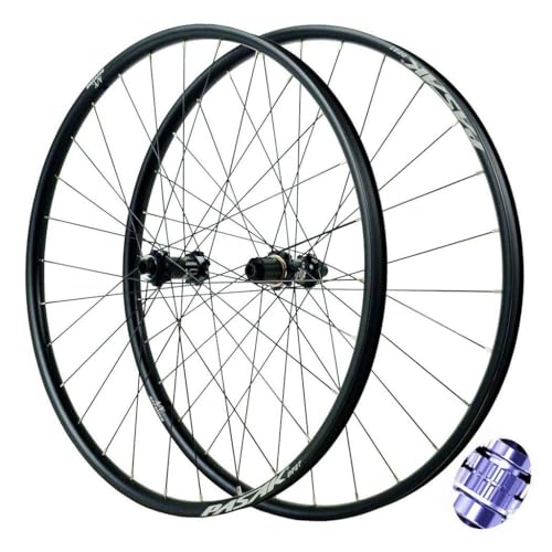 UIOPPOI Fahrrad-Radsatz 26/27,5/29 Zoll, Aluminiumlegierung 54T Zentralverriegelung Hybrid/Fahrradnabe 4 abgedichtete Lager Mountainbike-Felge 110 MM 148 MM für 7-12 Gänge 1950 g von UIOPPOI