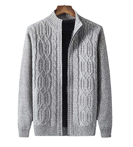 A265-1 Herren Strickjacke, Übergröße, warm, Wolle, Kaschmir, Rollkragen, Grau, XXL A265-1 Herren Strickjacke, Übergröße, warm, Wolle, Kaschmir, Rollkragen, Grau, XXL von UJDKCF