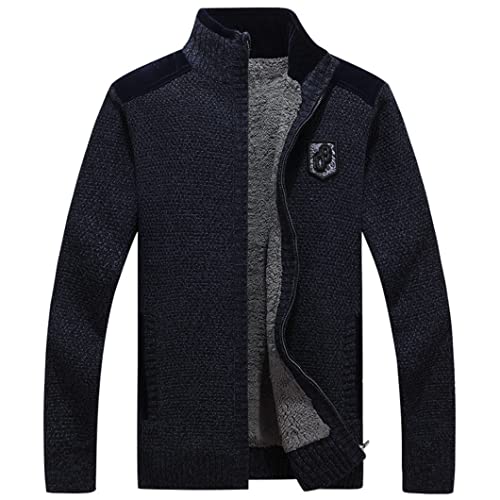 Herren-Pullover mit Reißverschlüssen, dickes Fleece, warm, schwarz, leger, Winter, Strickjacke, Wolle, große Größe 290, Marineblau, XXXL Herren-Pullover mit Reißverschlüssen, dickes Fleece, warm, schwarz, leger, Winter, Strickjacke, Wolle, große Größe 290, Marineblau, XXXL von UJDKCF
