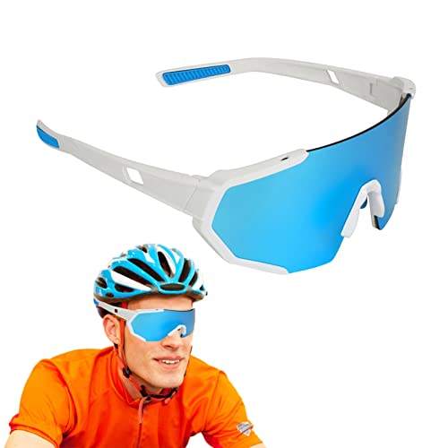 UKALOU Fahrradbrille, coole Fahrradbrille, polarisierte Sicherheits-Sonnenbrille mit 2 austauschbaren Gläsern, Brille für Herren und Damen, Radfahren, Laufen, Fahren, Angeln, Klettern, Golf, Baseball von UKALOU