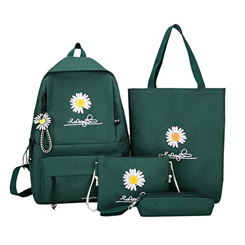 UKKD Schultasche 4Pcs / Set Frauen Schule Rucksäcke Schulranzen Gänseblümchen-Leinwand Für Jugendliche Mädchen Student Book Tasche Junge Schulranzen,Armeegrün UKKD Schultasche 4Pcs / Set Frauen Schule Rucksäcke Schulranzen Gänseblümchen-Leinwand Für Jugendliche Mädchen Student Book Tasche Junge Schulranzen,Armeegrün von UKKD