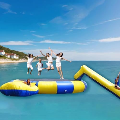 Aufblasbare Wasserplattform, für Kinder/Erwachsene, Party, aufblasbares Wassertrampolin mit Luftpumpe, geeignet für Seen/Schwimmbäder/Strände/Innenhöfe/ruhige Meeresbereiche (4 m) von UKLSAMZR